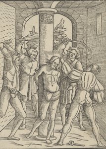 Christus gegeseld, uit De Leer, Leven en Passie van Jezus Christus door Hans Schäufelein the Elder