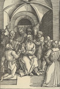 De Bespotting van Christus, uit Speculum passionis domini nostri Ihesu Christi, 1507