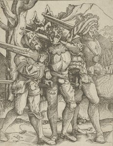 Drie Soldaten met Musketten, ca. 1511-1515 door Hans Schäufelein the Elder