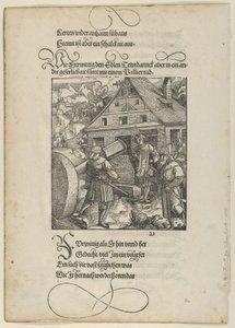 Aangespoord door Fürwittig, probeert Theuerdanck een polijststeen te manipuleren, uit Theuerdanck, 1517