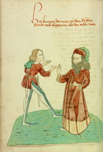 Een jonge man ontmoet een oudere man met baard