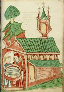 Josafat en een priester bij een doopvont van een kerk door Hans Schilling