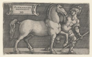 Alexander de Grote leidt Bucephalus door Hans Sebald Beham
