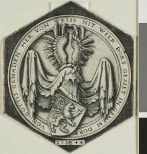 Wapen met een staande leeuw door Hans Sebald Beham