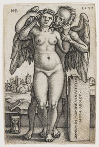 De dood grijpt een vrouw door Hans Sebald Beham