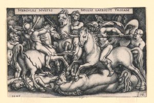 Hercules vecht tegen de Trojanen door Hans Sebald Beham