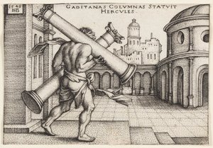Hercules met de Zuilen van Hercules door Hans Sebald Beham
