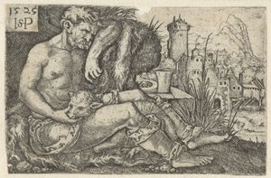 Herder en een schaap door Hans Sebald Beham