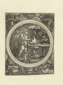 Mucius Scaevola met zijn rechterhand in het vuur