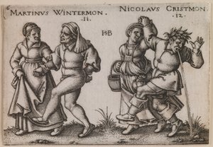 "November en december" uit de serie "Het boerenfeest of de twaalf maanden". door Hans Sebald Beham