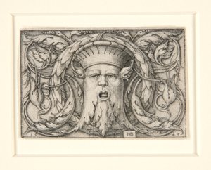Paneel met een Mascaron (ornament met een masker) door Hans Sebald Beham