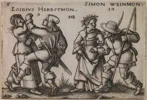 "September en oktober" uit de serie "Het boerenfeest of de twaalf maanden". door Hans Sebald Beham