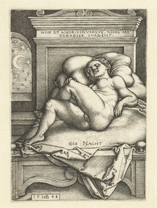 Slapende naakte vrouw als de Nacht