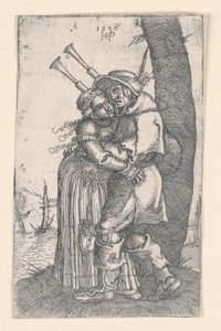 De Doedelzakspeler door Hans Sebald Beham