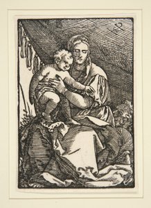 De Heilige Familie onder het baldakijn door Hans Sebald Beham