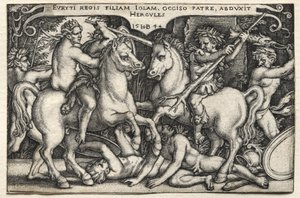 De Werken van Hercules: Hercules Ontvoert Iole door Hans Sebald Beham