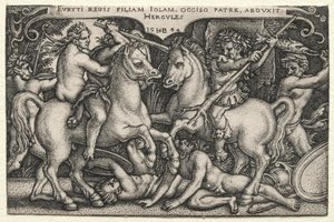 De werken van Hercules: Hercules ontvoert Iole door Hans Sebald Beham