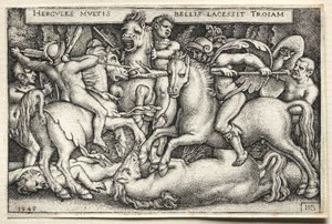 De werken van Hercules: Hercules verovert Troje door Hans Sebald Beham