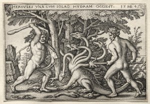 De Werken van Hercules: Hercules Doodt de Lerneïsche Hydra, 1545 door Hans Sebald Beham