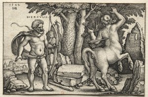 De werken van Hercules: Hercules schiet Nessus neer, 1542 door Hans Sebald Beham