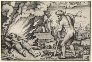 De werken van Hercules: Hercules op zijn brandstapel door Hans Sebald Beham