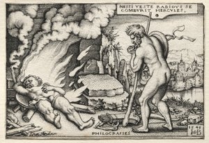 De werken van Hercules: Hercules op zijn brandstapel door Hans Sebald Beham