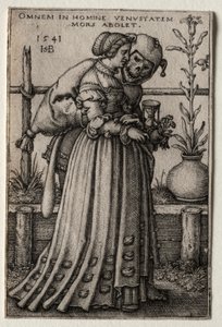 De Dame van de Dood Vermomd als een Dwaas, 1541 door Hans Sebald Beham