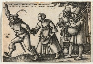 De Boerenbruiloft of de Twaalf Maanden: Nr. 7, 1546 door Hans Sebald Beham
