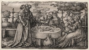 De verloren zoon: Zijn fortuin verkwisten door Hans Sebald Beham