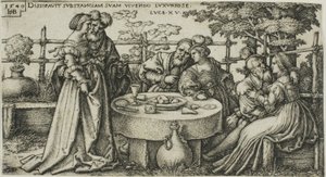 De verloren zoon verkwist zijn fortuin, plaat twee uit De geschiedenis van de verloren zoon door Hans Sebald Beham