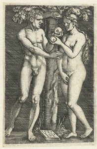 Verzoeking van Adam en Eva in het paradijs door Hans Sebald Beham