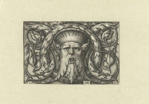 Vlakdecoratie. Masker met een kroon door Hans Sebald Beham