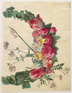 Bloemenguirlande uit het album Gottorfer Codex, ca. 1650