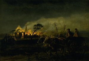 Een brandende boerderij door Hans Smidth