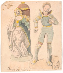 Studie met twee figuren naar het altaarstuk in de kerk van Estvad, Ringkøbing amt