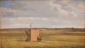 Het onderkomen van de kunstenaar op de heide in Jutland
