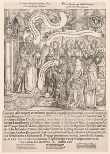 Maximiliaan gepresenteerd door zijn patroonheiligen aan de Almachtige (1519)
