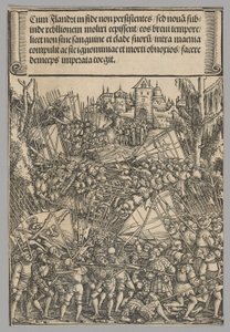 Tweede Vlaamse Opstand, plaat 10 uit Historische Scènes uit het Leven van Keizer Maximiliaan I van de Triomfboog door Hans Springinklee