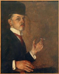 Zelfportret met sigaret door Hans Sutter