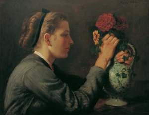 Agathe Thoma, de zus van de kunstenaar door Hans Thoma