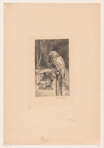 Papegaai en vier figuren door Hans Thoma