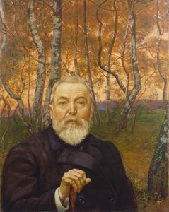 Zelfportret in een berkenbos door Hans Thoma