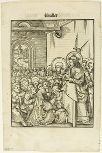 Christus predikend, uit Leben Jesu Christi, plaat 19 uit Houtsneden uit boeken van de XVIe eeuw