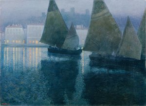 Maanlichtnacht in een Istrische haven door Hans Wilt
