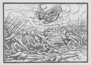 Een engel vernietigt het Assyrische leger, 2 Kronieken XXXII, 21 door Hans after Holbein the Younger