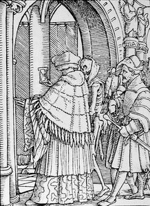 De Dood en de Kanunnik, uit De Dans van de Dood, gegraveerd door Hans Lutzelburger, c.1538 door Hans after Holbein the Younger