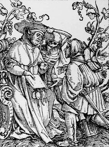 De Dood en de Kardinaal, uit De Dans van de Dood, gegraveerd door Hans Lutzelburger, c.1538 door Hans after Holbein the Younger