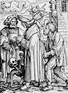 De Dood en de Raadgever, uit De Dans van de Dood, gegraveerd door Hans Lutzelburger, c.1538 door Hans after Holbein the Younger