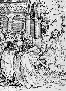 De Dood en de Hoveling, uit De Dans van de Dood, gegraveerd door Hans Lutzelburger, c.1538 door Hans after Holbein the Younger