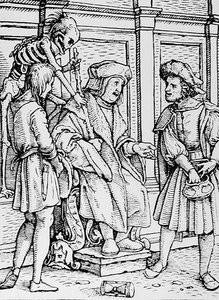 De Dood en de Rechter, uit De Dans van de Dood, gegraveerd door Hans Lutzelburger, c.1538 door Hans after Holbein the Younger